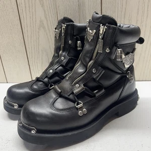Botas Harley-Davidson Hombre Talla 9.5 D91680 Luz de Freno Cuero Negro Motocicleta - Imagen 1 de 8