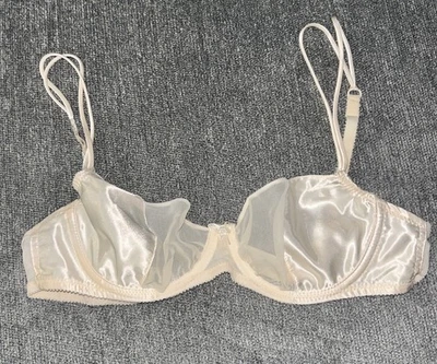 Sutiã Vintage Jezebel Renee of Hollywood Cetim Transparente 34 P/C Marfim - Imagem 1 de 4