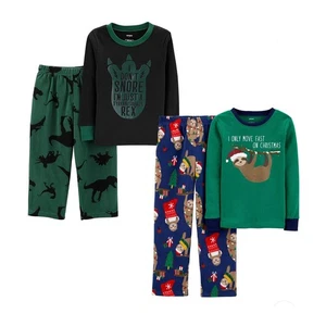 Carter's Toddler Boys' 4 Piece Cotton Top & Fleece Pants Pajamas Set 3T - Picture 1 of 1