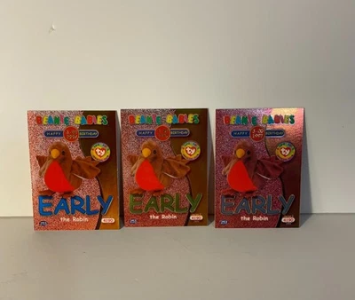 TY Beanie Baby TRADING CARDS - Series 2 - Birthday EARLY - Blue, Green, Silver - Image 1 of 2