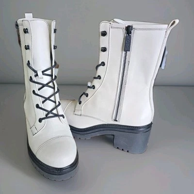 Michael Kors Anaka Leather Combat Boot White Cream Size 6 Women's  - Image 1 of 4