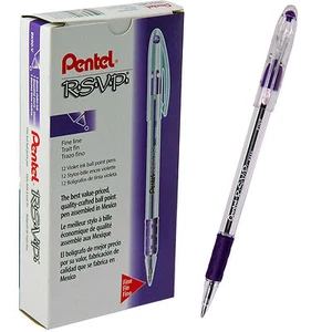 Box of 12, Violet Fine Point, BK90V, BK90-V Pentel RSVP Ball Point Pens - Picture 1 of 1