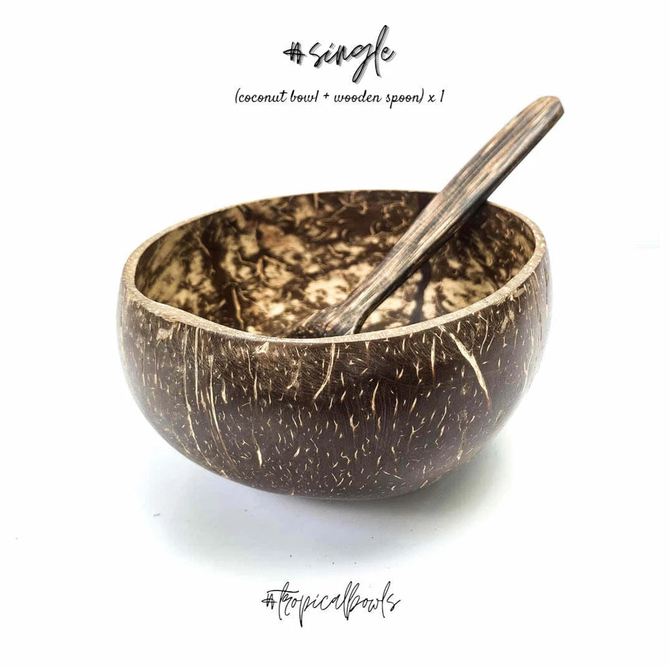 Coconut Shell Cutlery Set Wooden Dining Fork Knife Spoon Natural Eco Equipment C - Image 1 of 1