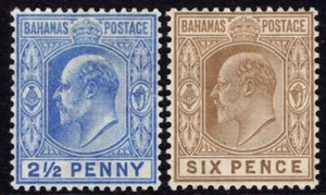 Bahamas 1906-11 21/2d & 6d, SG 73/74, fein postfrisch, Kat. 47€ - Bild 1 von 2