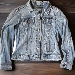 Eddie Bauer Denim Jean Jacket Womens Sz Petite Small Classic Beachy Capsule Cute - Picture 1 of 16