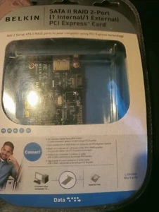 belkin sata 11 raid 2 port pci express card new 1 internal / 1 external - Picture 1 of 2