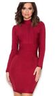 House Of Cb Red Kammi Long Sleeved Heavy Bandage Body Con Dress  S 6 8 Party