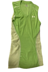 Under Armor Heat Gear Sleeveless Green Tank Top Athletic Shirt Woman’s S Fitted - Picture 1 of 6