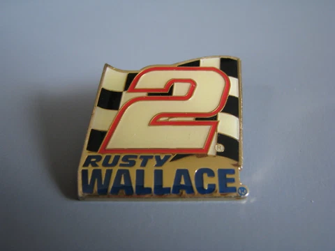 RUSTY WALLACE #2 CHECKERED FLAG LOGO NASCAR RACING HAT PIN Cover