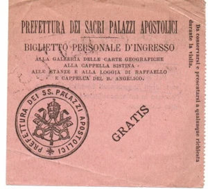 ww 56 ROMA - VATICANO Cappella Sistina - Loggia di Raffaello - ticket - 1921 - Imagen 1 de 1