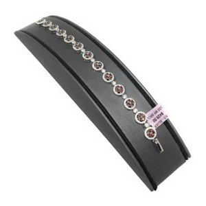 Ladies Women's 7" New White Gold Finish Sterling Silver Flower Brown Bracelet - Picture 1 of 3