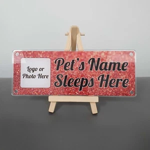 Red Glitter Effect Personalised Pet Plaque-use own photo or a silhouette logo - Picture 1 of 15