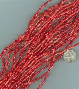 Cadena de cuentas pequeñas de coral rojo de 16 pulgadas cuentas de extremidad de coral rojo de 10 mm - Imagen 1 de 2