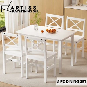 Artiss 5-Piece Dining Set with 4 Cafe Chairs & Table 4 Seater White Dining Set - Picture 1 of 6