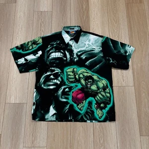 VTG 2001 Marvel Comics Incredible Hulk Button Hawaiian AOP Shirt Men’s 3XL - Picture 1 of 7