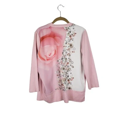 Ted Baker Meeria Lightweight CardiganPink Open Front Floral Back Ted 4 Size 10  - Image 1 of 4