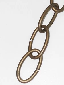 NEW~8 GAUGE ANTIQUE BRASS FINISH STEEL CHANDELIER CHAIN OVAL LINK LAMP PART  - Picture 1 of 5