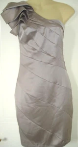 Lipsy Women's Single Shoulder Metallic Bodycon Stretch Taupe Mink Dress 8UK - Picture 1 of 6
