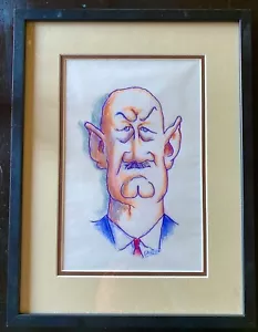 DICK GAUTIER PORTRAIT OF JESSE VENTURA! RARE ORIGINAL ART SIGNED MATTED FRAMED! - Picture 1 of 12