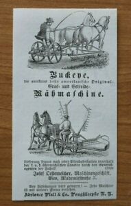 IZ72e) Reklama Drzeworyt Buckeye Wien 1872 Kosiarka Rolnictwo 6,4x12