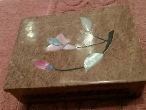 Stone Jewelry Box 3x4 Inches Flower Inlay - Picture 1 of 12