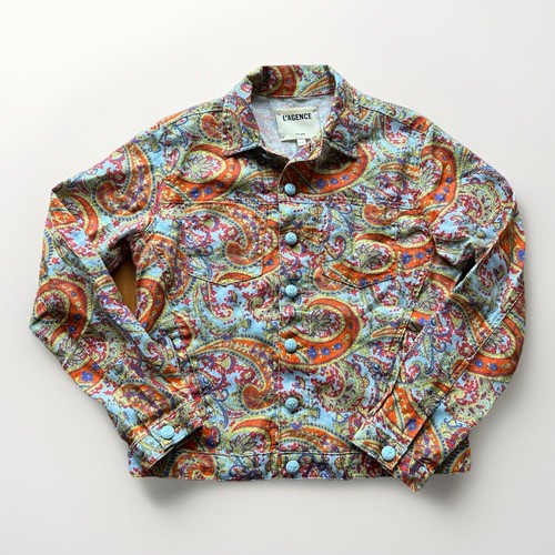 L'AGENCE Celine Paisley Giacca di Lino Slim Blazer Donna Taglia Media Tasche