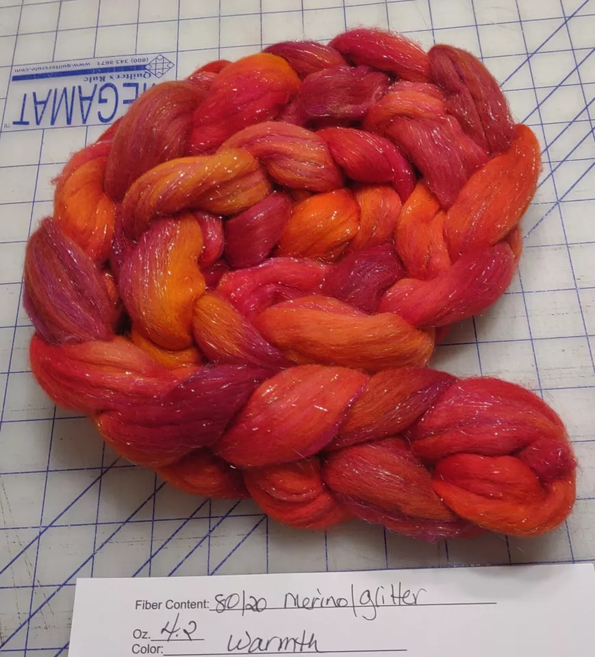 Merino Wool Glitz Combed Top Roving Spinning Handpainted Dyed Felt Warmth - Image 1 of 1