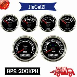 6 gauge set 0-200km/h gps speedometer tacho fuel temp oil pressure volt blue led - Picture 1 of 3