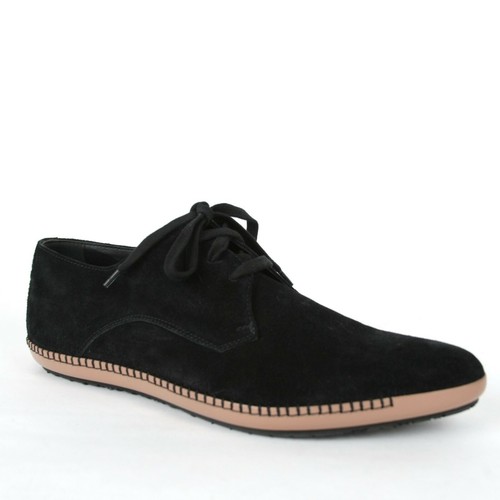Scarpe eleganti stringate Bottega Veneta da uomo in pelle scamosciata nera punta a punta 512171 1000