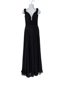 Zoey Grey Black Ruched Off-Shoulder Chiffon A-line Dress Size 4 $338 - Picture 1 of 3