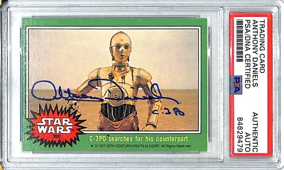 1977 TOPPS Star Wars ANTHONY DANIELS Signed Auto "C3-P0" Card #200 PSA/DNA Slab - Image 1 of 3
