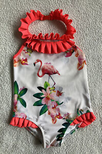Ted Baker Baby Girl Swimming Costume Off  White Floral Bird Swimwear 18-24 Month