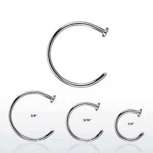 2 piezas. Anillo de aro de nariz de extremo plano de acero quirúrgico 22G 20G 18G 316L - Imagen 1 de 1
