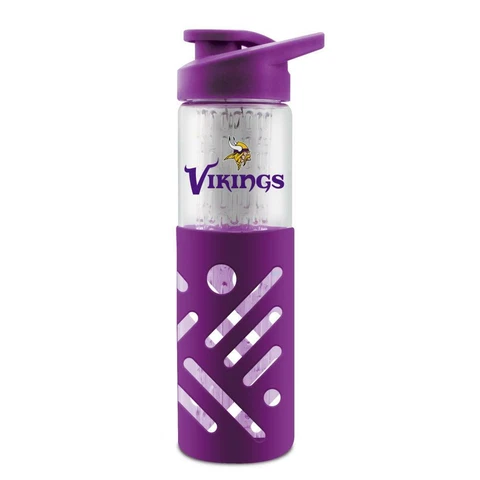 MINNESOTA VIKINGS 23 oz GLASS WATER BOTTLE WITH SILICONE SLEEVE (CLOSEOUT) Cover
