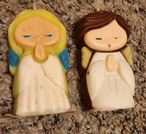 💥 Vtg Christmas SUNI ANGEL CANDLES Set Of 2 Boy Girl 🙏 USA Made 70s - Picture 1 of 12