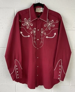Vintage H Bar C Ranchwear Coronado Western Pearl Snap Button Up Sz 15.5 M/L 70s - Picture 1 of 7