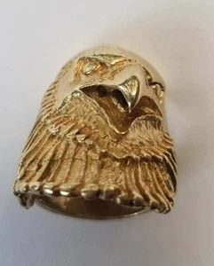 26.4G 10K YELLOW GOLD RING FROM THAT TIME HUGE EAGLE RAVEN VINTAGE BIKER size 11 - Picture 1 of 7