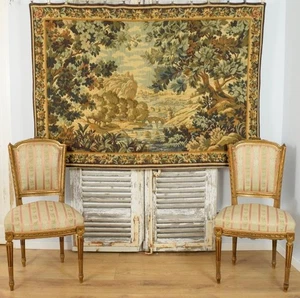 Suntuoso tapiz tejido francés vintage colgante de pared, escena pastoral Verdure - Imagen 1 de 24