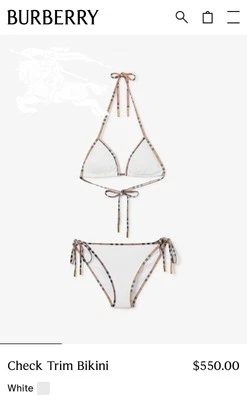 Conjunto de bikini de dos piezas Burberry Never Worn blanco talla grande  Foto 1 de 4