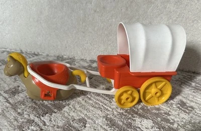 Hasbro Weebles Wobble West Western Ranch 1974 de colección vagón cubierto y caballo Foto 1 de 4