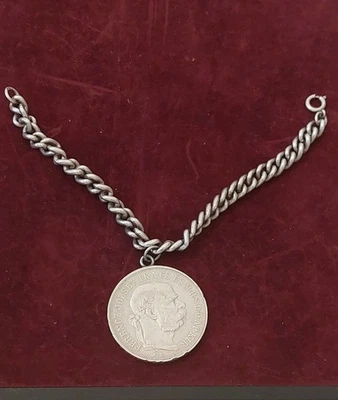 Altes MÜNZARMBAND  MEDAILLENARMBAND 835 SILBER  Silberschmuck Mit 5 Corona  - Bild 1 von 4