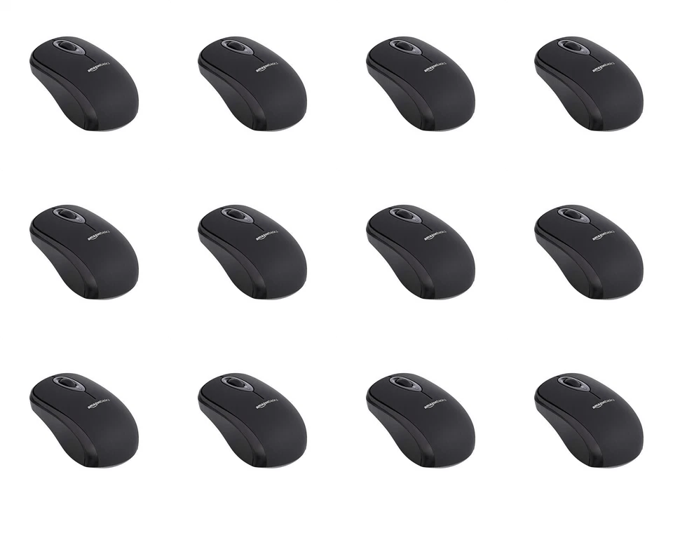 Pack of 12 Amazon Basics 2.4G Wireless Optical Mouse USB Nano Receiver Batteries - Image 1 of 4