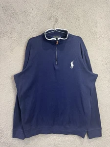 Polo Ralph Lauren Golf Jumper Mens XL Blue 1/4 Quarter Zip Pullover Sweater - Picture 1 of 8