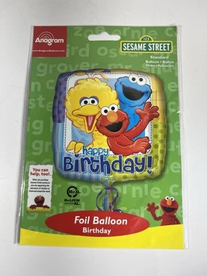 Sesame Street 18 Inch Happy Birthday Foil Balloon Big Bird Elmo Cookie Monster - Image 1 of 2