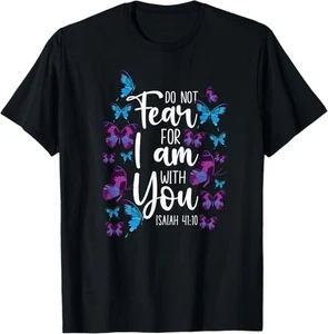 T-shirt maglietta NUOVA LIMITATA Christian Bible Verse Quote Butterfly Isaia 41:10 S-3XL - Foto 1 di 1