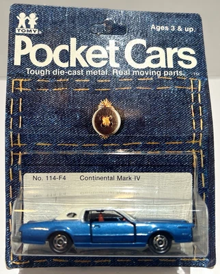 VTG TOMY Pocket Cars No. 114-F4 Blue Continental Mark IV New Sealed/Unpunched - Image 1 of 4