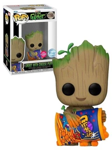 Funko Pop Marvel I Am Groot TV Groot with Cheese Puffs (Flocked) #1196 Vinyl Fig - Picture 1 of 1