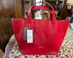 Bolso de Mano Lancaster Paris Francia Grande Cuero Rojo Nuevo con Etiqueta - Imagen 1 de 24