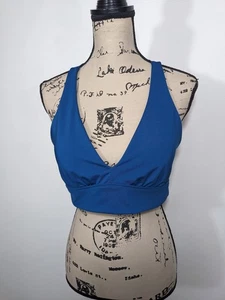 Athleta L LARGE Plunge Bikini Top Dark Lapis Blue Teal Support Swim Top - Picture 1 of 8