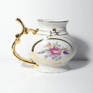 Taza de colección Checoslovaquia Jome floral patrón rosa dorado - Imagen 1 de 7